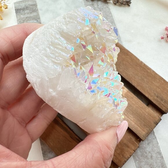 Gorgeous Angel Aura Quartz Heart Cluster - Picture 5 of 7